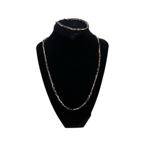 Park Lane Gold Braided Chain & Black Bead Necklace Bracelet Set